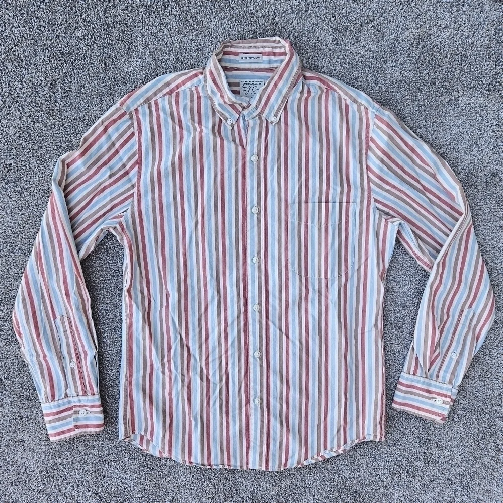 J.Crew Untucked Slim Organic Cotton Stretch Secret Wash Poplin Striped Shirt S